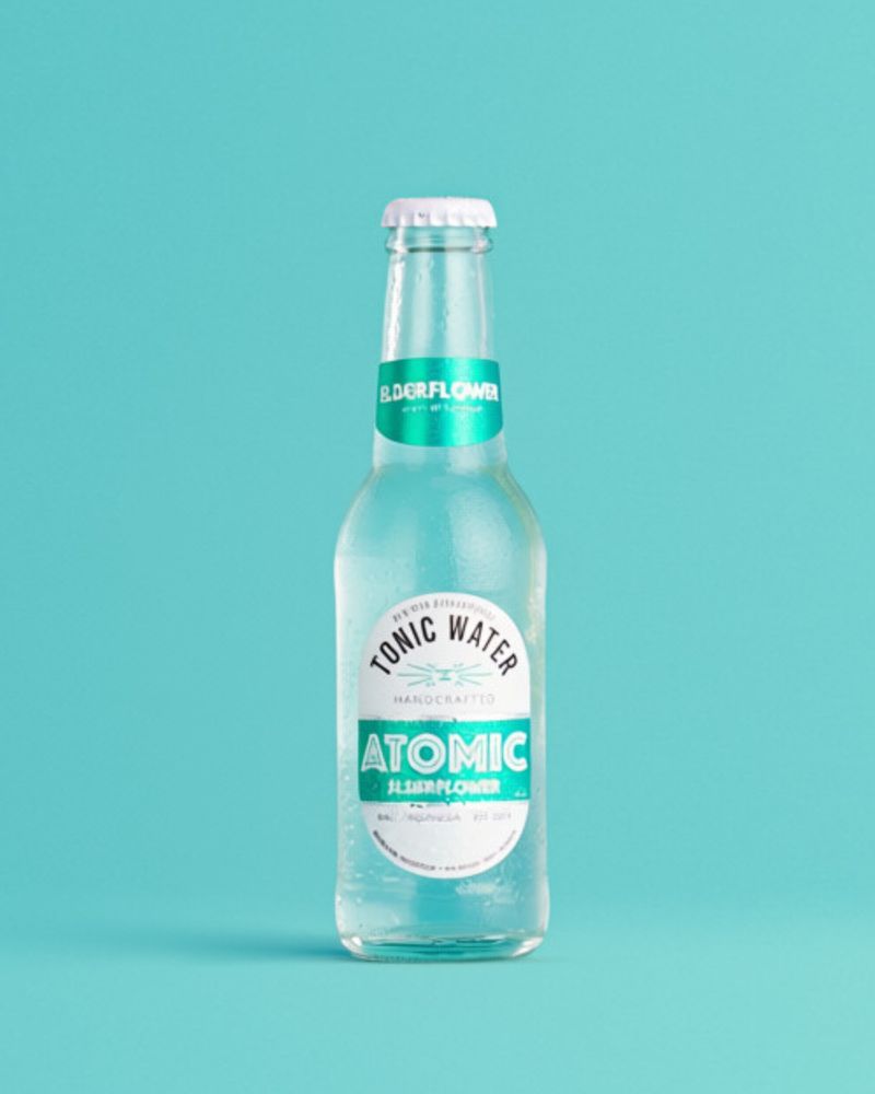 Atomic Elderflower Tonic on a teal background